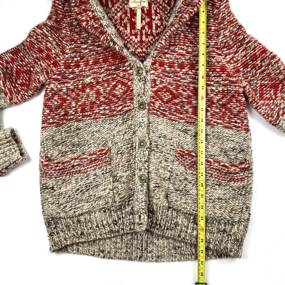 Aritzia Wilfred Free Nord Wool Alpaca Cardigan size L Red Gray Academia Cozy - Picture 8 of 9